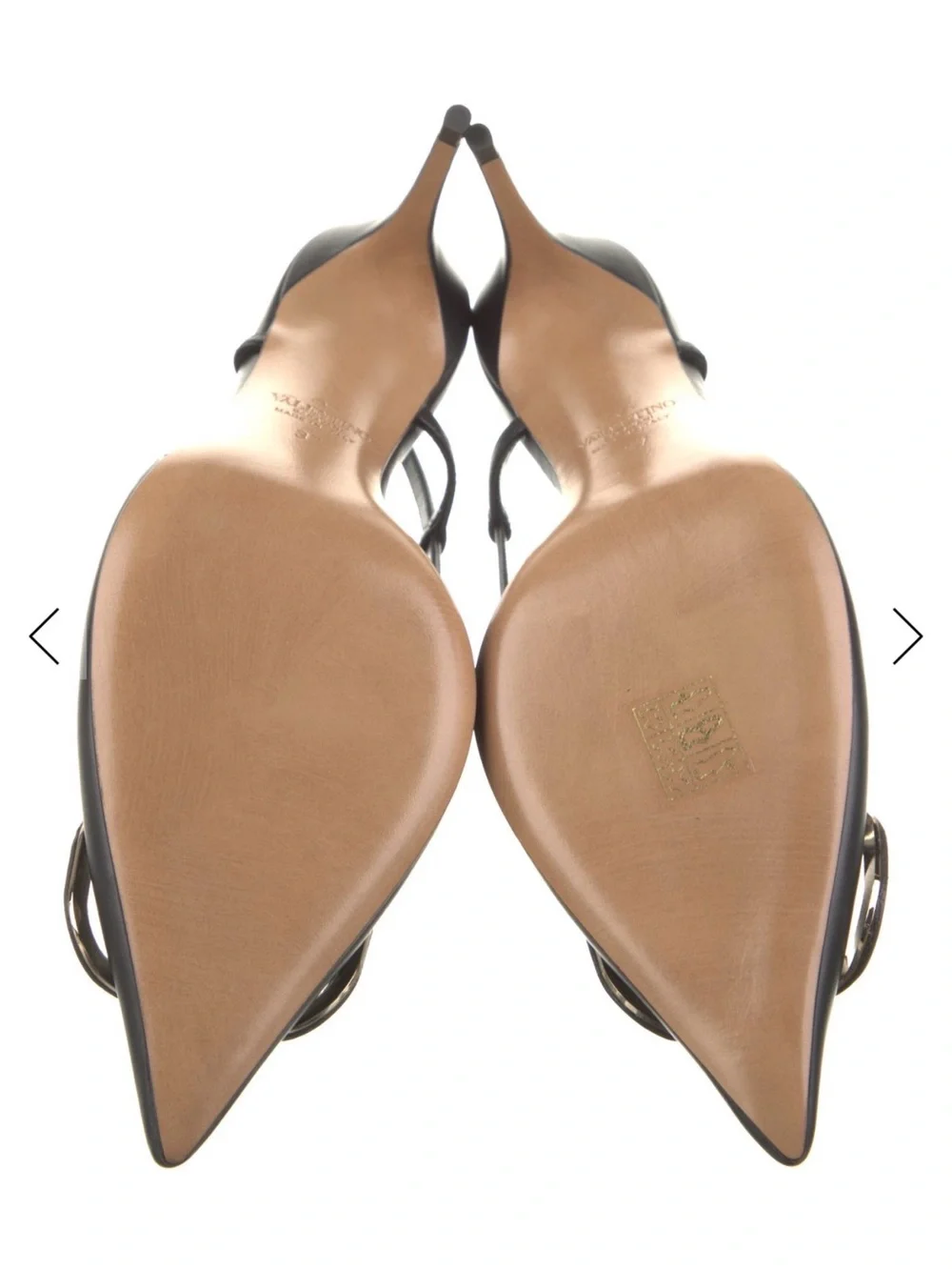 Valentino Garavani Black Leather Slingback Pumps with Logo,With box and dust bag